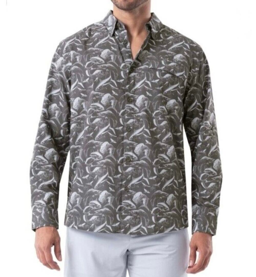 NWT Guy Harvey Long Sleeve Vented Fishing Shirt Men's XXL Fish Print Lightweight